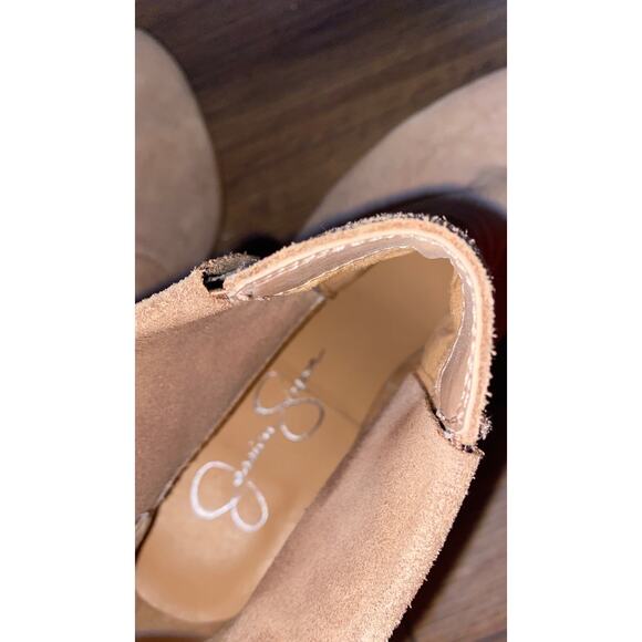 EUC Jessica Simpson Ciandra Wedge Ankle Booties Size 8 Taupe Suede Leather - Picture 7 of 13